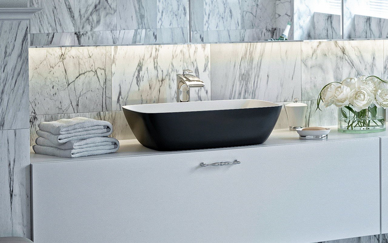 Lavabo in pietra da Appoggio Arab-Sink-Blck-Wht di Aquatica picture № 0